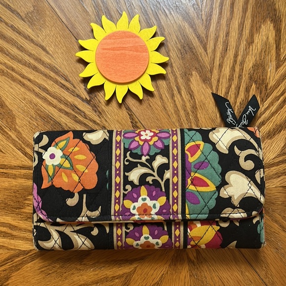 Vera Bradley Handbags - Vera Bradley Suzani Pattern 2011 Tri-Fold Magnetic Closure Full Size Wallet GUC